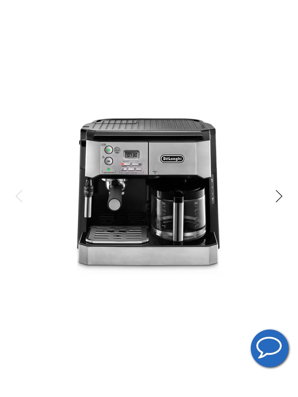 DeLonghi Stainless Steel Black 2-in-1 Espresso & Drip Coffee Maker